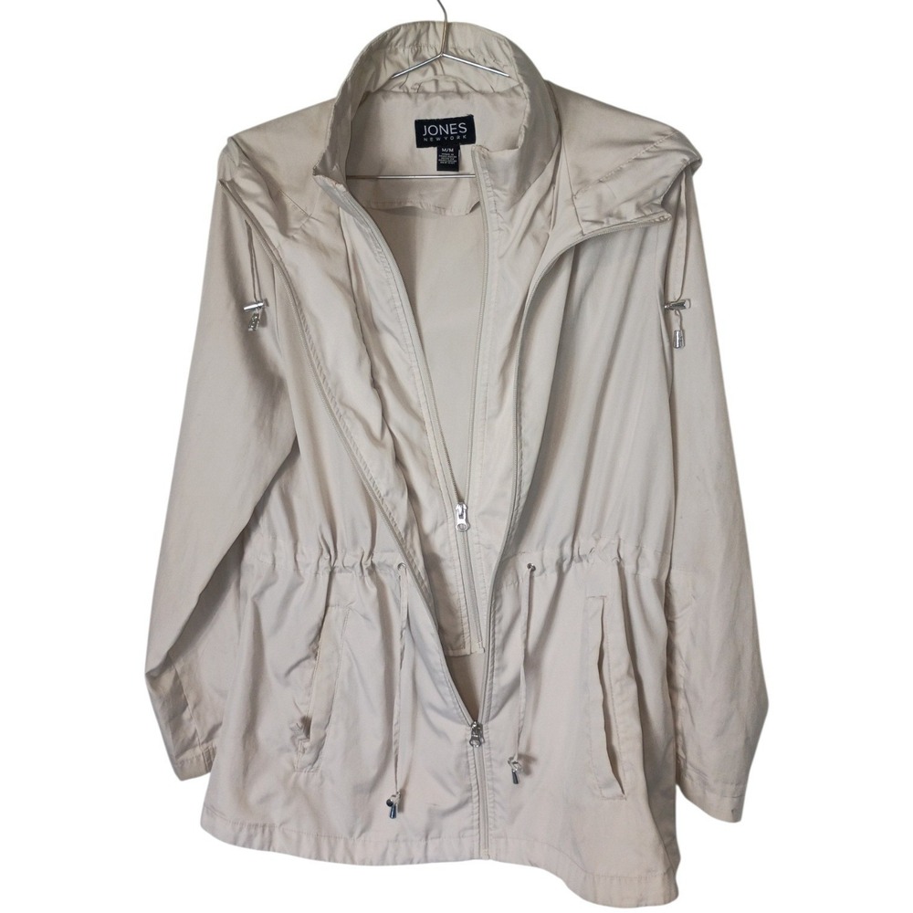 Jones New York Womens Beige Lightweight Anorak Hooded Jacket Size M Utility